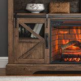 60 Inch Electric Fireplace  Entertainment Center With Door Sensor-Reclaimed Barnwood Color