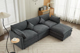 Modular Sectional Sofa,  3-Seater Sofa with Ottoman, Modern L-Shaped Sofa for Living Room Bedroom Apartment