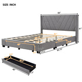 Queen Size Storage Bed Linen Upholstered Platform Bed