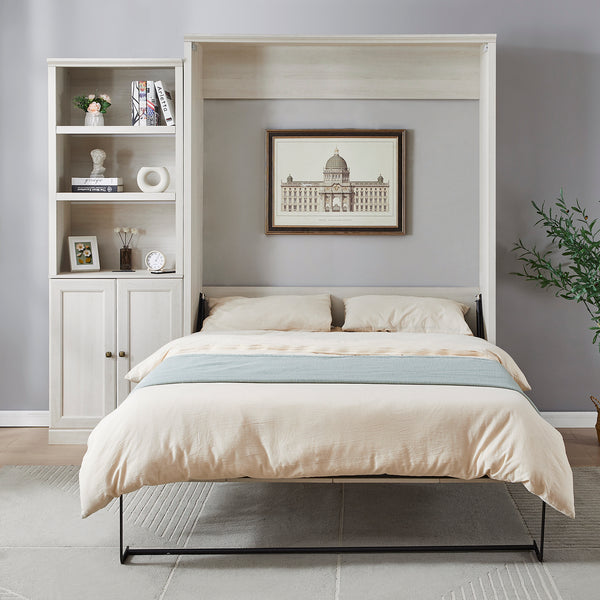 Queen  Murphy Bed Rustic White