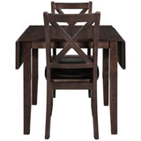 3-Piece Wood Drop Leaf Breakfast Nook Dining Table Set