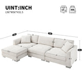 Sectional Sofa,L-shaped Luxury Couch Set with 2 Free pillows,4-seat Chenille