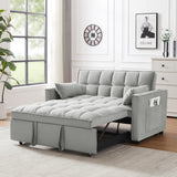 Gray Modern Velvet Loveseat Sofa Couch w/Pullout Bed