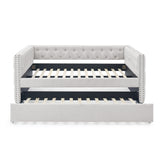 Daybed with Trundle Upholstered Tufted Sofa Bed