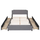 Queen Upholstered Platform Bed and 4 Drawers