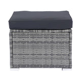 8 Piece Patio Sectional Wicker Rattan Outdoor Furniture Sofa Set with One Storage Box Under Seat and Cushion Box Grey wicker + Black Cushion + Clear Glass Top