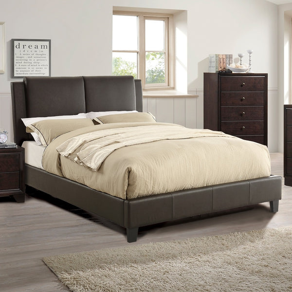 California King Size Bed Faux Leather Upholstered