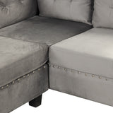 Sectional Sofa with Storage Ottoman, L-Shape Couch with 2 Pillows and Cup Holder,