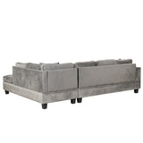 Sectional Sofa with Storage Ottoman, L-Shape Couch with 2 Pillows and Cup Holder,