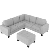 Sectional Corner Sofa L-shape Couch Space Saving with Storage Ottoman & Cup Holders Design for Large Space Dorm Apartment,Light Grey