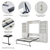 Queen  Murphy Bed Rustic White