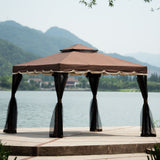 Brown Outdoor Iron Vented Dome Top Patio Gazebo