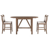 3-Piece Wood Counter Height Drop Leaf Dining Table Set