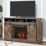 Devine Home Farmhouse 66 inch Electric Fireplace TV Stand for TVs up to 80 inches, Barnwood Finish