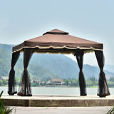 Brown Outdoor Iron Vented Dome Top Patio Gazebo