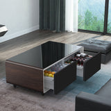 Brown Modern Smart Coffee Table with Built-in Fridge