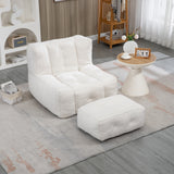 Fluffy White bean bag chair