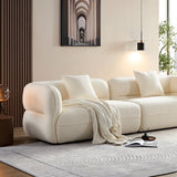 White sectional sofa, durable fabric, solid wood frame, high density sponge filler