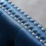 Blue Velvet Sofa with Jeweled buttons