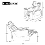 Power Motion Recliner with USB Charging Port and Hidden Arm Storage 2 Cup Holders