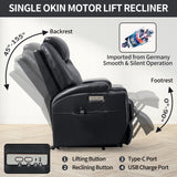 Power Lift Recliner Chair for Elderly, Massage and Lumbar Heating, Two Cup Holders and USB Charge Port