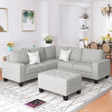 Sectional Corner Sofa L-shape Couch Space Saving with Storage Ottoman & Cup Holders Design for Large Space Dorm Apartment,Light Grey