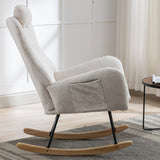 White Rocking Chair with Pocket Soft  Fabric