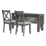 Grey 6-Piece Family Dining Room Set Solid Wood