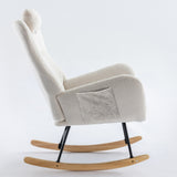 White Rocking Chair with Pocket Soft  Fabric