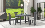 5-Piece Wood Dining Table Set Round Extendable Dining Table with 4 Dining Chairs