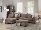 Beautiful 3-pcs Sectional Sofa Mocha Dorris Fabric Cushion Sofa Chaise Storage Ottoman Reversible Couch Living Room Furniture