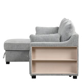 Pull Out Sleeper Sofa L-Shaped Couch Convertible Sofa Bed with Storage Chaise, Storage Racks and USB Ports