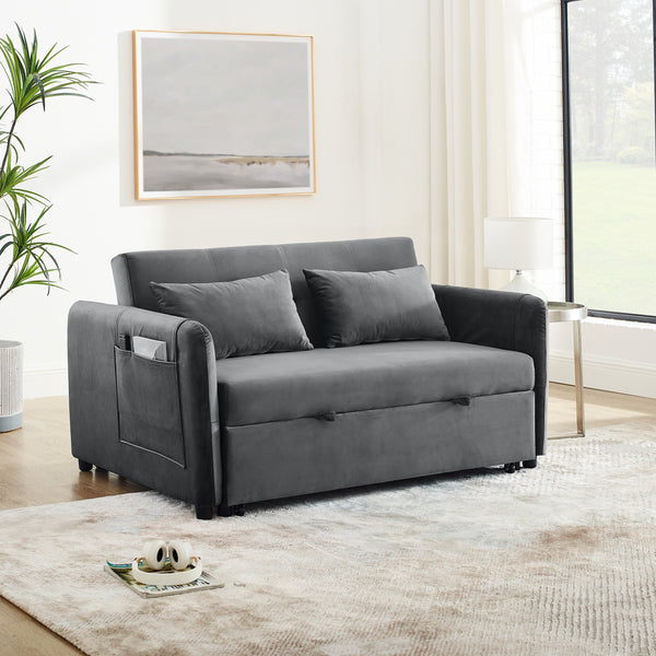 Sofa Bed, 3-in-1 Versatile Velvet with Adjustable Backrest