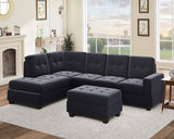 Sectional Sofa with Reversible Chaise, L Shaped Couch Set with Storage Ottoman and Two Cup Holders for Living Room