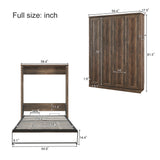 Full Size Half Self-Close and Open Murphy Bed Brown