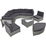 Patio Furniture Set Outdoor Furniture Daybed Rattan Sectional Furniture Set Patio Seating Group With Cushions and Center Table for Patio, Lawn, Backyard, Pool, Grey