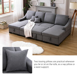 Grey Upholstered Sleeper Sectional Sofa with Double Storage Spaces