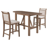 3-Piece Wood Counter Height Drop Leaf Dining Table Set