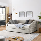 Full Size Daybed with Trundle Upholstered Tufted Sofa Bed