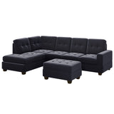 Sectional Sofa with Reversible Chaise, L Shaped Couch Set with Storage Ottoman and Two Cup Holders for Living Room