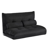 Black Sofa Adjustable Folding Futon Sofa Video Gaming Sofa with Two Pillows