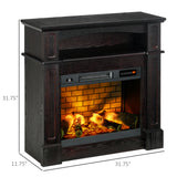 HOMCOM 32" Electric Fireplace with Mantel, Freestanding Heater with LED Log Flame, Shelf and Remote Control, 700W/1400W, Brown