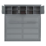 Queen Size Murphy Bed Wall Bed with Top Cabinets,Gray