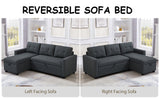 Pull Out Sectional Sofa with Storage Chaise