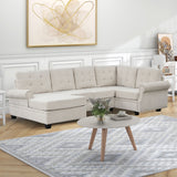 Modern U-Shaped Corner Sectional Sofa Upholstered Linen Fabric