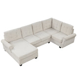 Modern U-Shaped Corner Sectional Sofa Upholstered Linen Fabric