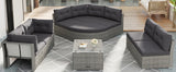 Patio Furniture Set Outdoor Furniture Daybed Rattan Sectional Furniture Set Patio Seating Group With Cushions and Center Table for Patio, Lawn, Backyard, Pool, Grey