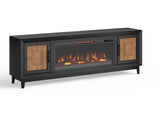 TV Stand Electric Fireplace for TVs up to 95 inches, Black and Bourbon Finish