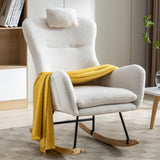 White Rocking Chair with Pocket Soft  Fabric