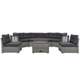 Patio Furniture Set Outdoor Furniture Daybed Rattan Sectional Furniture Set Patio Seating Group With Cushions and Center Table for Patio, Lawn, Backyard, Pool, Grey